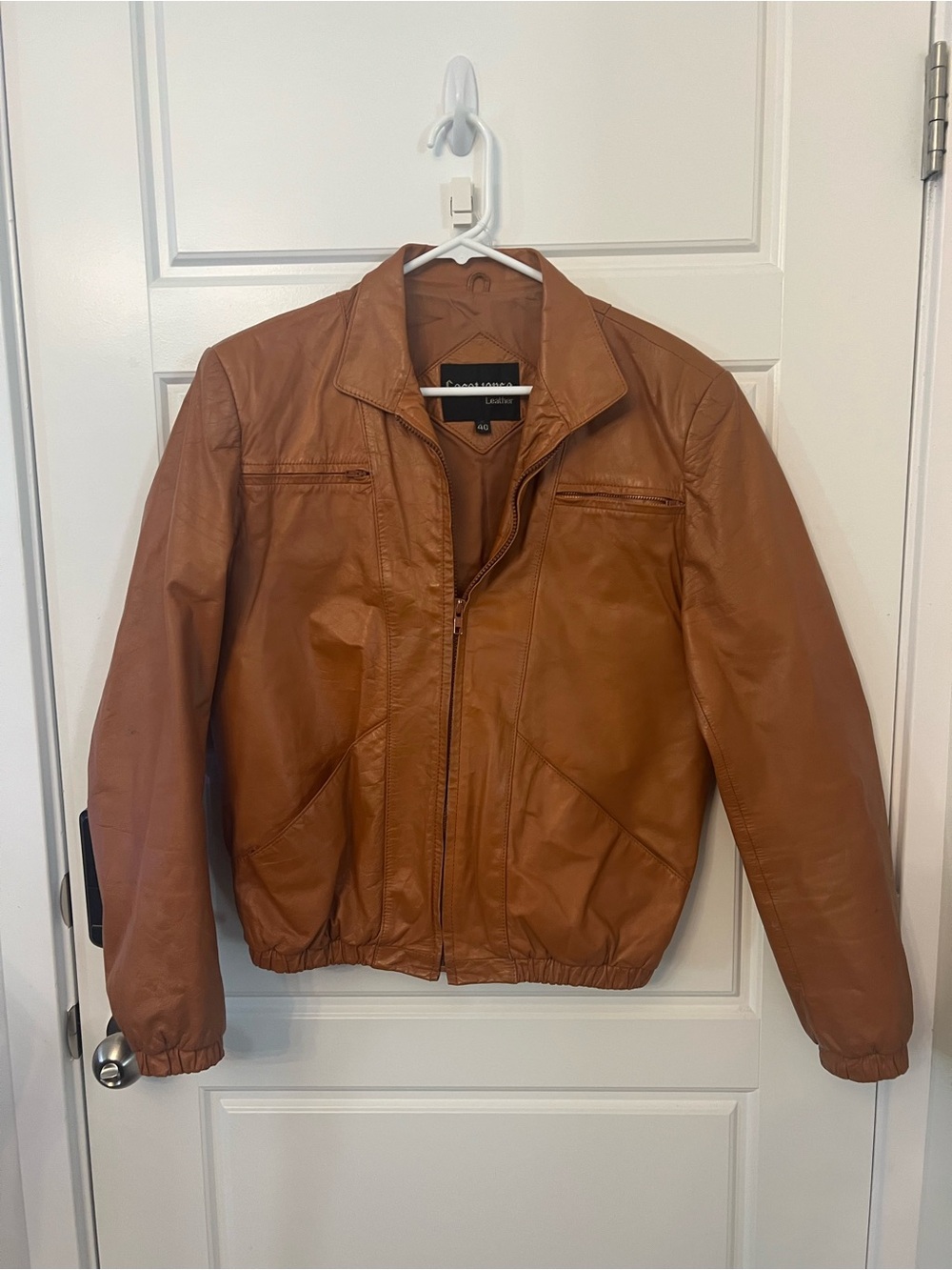 Casablanca Leather Jacket Vintage Size 40 Bomber Style Light Wear